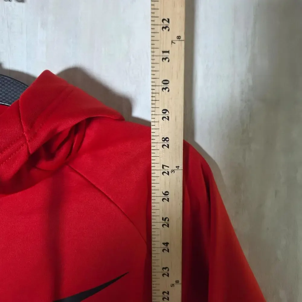Nike Hoodie Mens Small Red Dri-FIT Fleece Pullover Sweatshirt Swoosh Logo